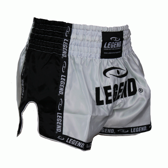 Kickboks broekje Wit/Zwart Legend Trendy  - Maat: XXS